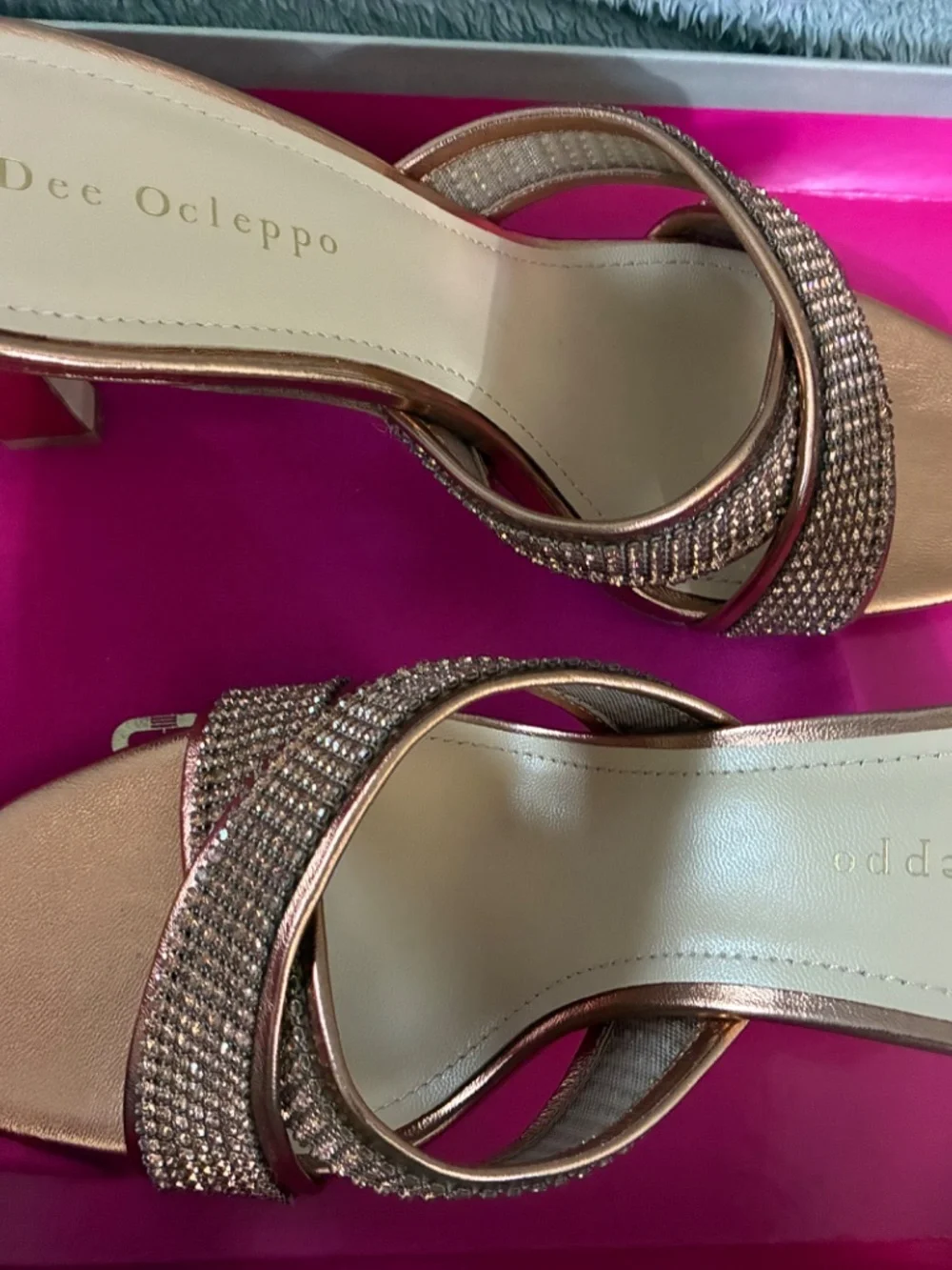 Dee Ocleppo Crystal Embellished Leather Sandals